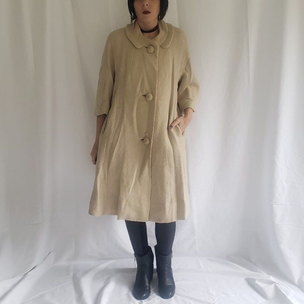 60s Beige Wool Swing‎ Coat